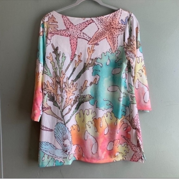Soft Surroundings Cerina Coral Reef Print Blouse Top Colorful Tunic - Small - Picture 3 of 8